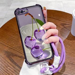 Ốp Lưng Cho iPhone 7 Plus iPhone 8 Plus Mạ Điện Bốn Góc Chống Sốc Vỏ Điện Thoại Thẩm Mỹ Pha Lê Hoa Văn Hoa Quả Thiết Kế Mới Miễn Phí Treo Dây