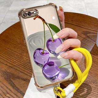 Ốp Lưng Cho iPhone 7 Plus iPhone 8 Plus Mạ Điện Bốn Góc Chống Sốc Vỏ Điện Thoại Thẩm Mỹ Pha Lê Hoa Văn Hoa Quả Thiết Kế Mới Miễn Phí Treo Dây
