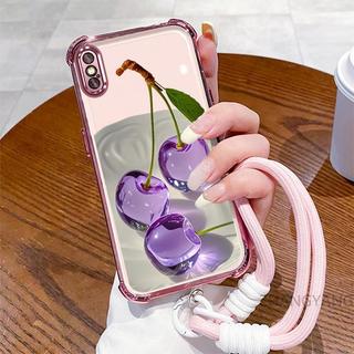Ốp Lưng Cho iPhone X Xs Xr Xs Max Mạ Điện Bốn Góc Chống Sốc Vỏ Điện Thoại Thẩm Mỹ Pha Lê Hoa Văn Hoa Quả Thiết Kế Mới Miễn Phí Treo Dây