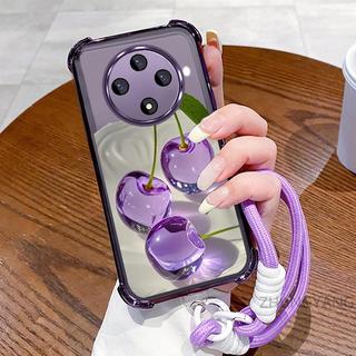 Ốp Lưng Cho OPPO reno 12F 5G Mạ Điện Bốn Góc Chống Sốc Vỏ Điện Thoại Thẩm Mỹ Pha Lê Hoa Văn Hoa Quả Thiết Kế Mới Miễn Phí Treo Dây