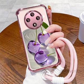 Ốp Lưng Cho OPPO reno 12F 5G Mạ Điện Bốn Góc Chống Sốc Vỏ Điện Thoại Thẩm Mỹ Pha Lê Hoa Văn Hoa Quả Thiết Kế Mới Miễn Phí Treo Dây