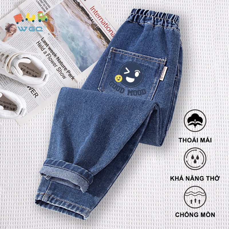 Quần jean bé trai, Thời trang cổ điển phù hợp, thoáng khí thoải mái, thích hợp để mặc đi học hàng