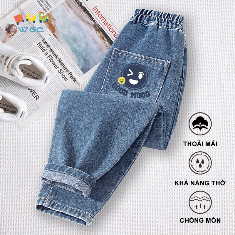 Quần jean bé trai, Thời trang cổ điển phù hợp, thoáng khí thoải mái, thích hợp để mặc đi học hàng