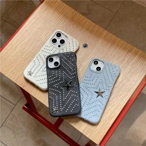Ốp điện thoại chất liệu PU hình ngôi sao bạc cho iPhone 17 16 PRO MAX 15 Pro max