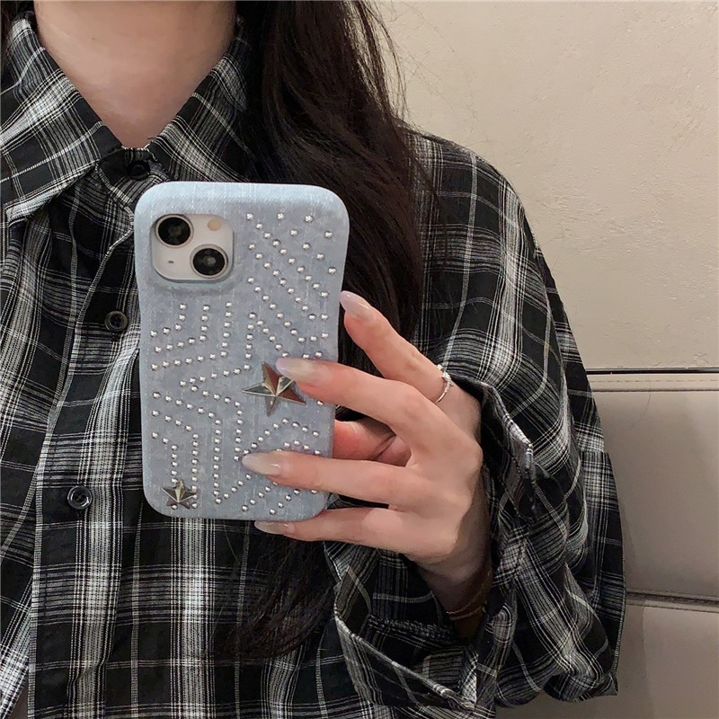 Ốp điện thoại chất liệu PU hình ngôi sao bạc cho iPhone 17 16 PRO MAX 15 Pro max