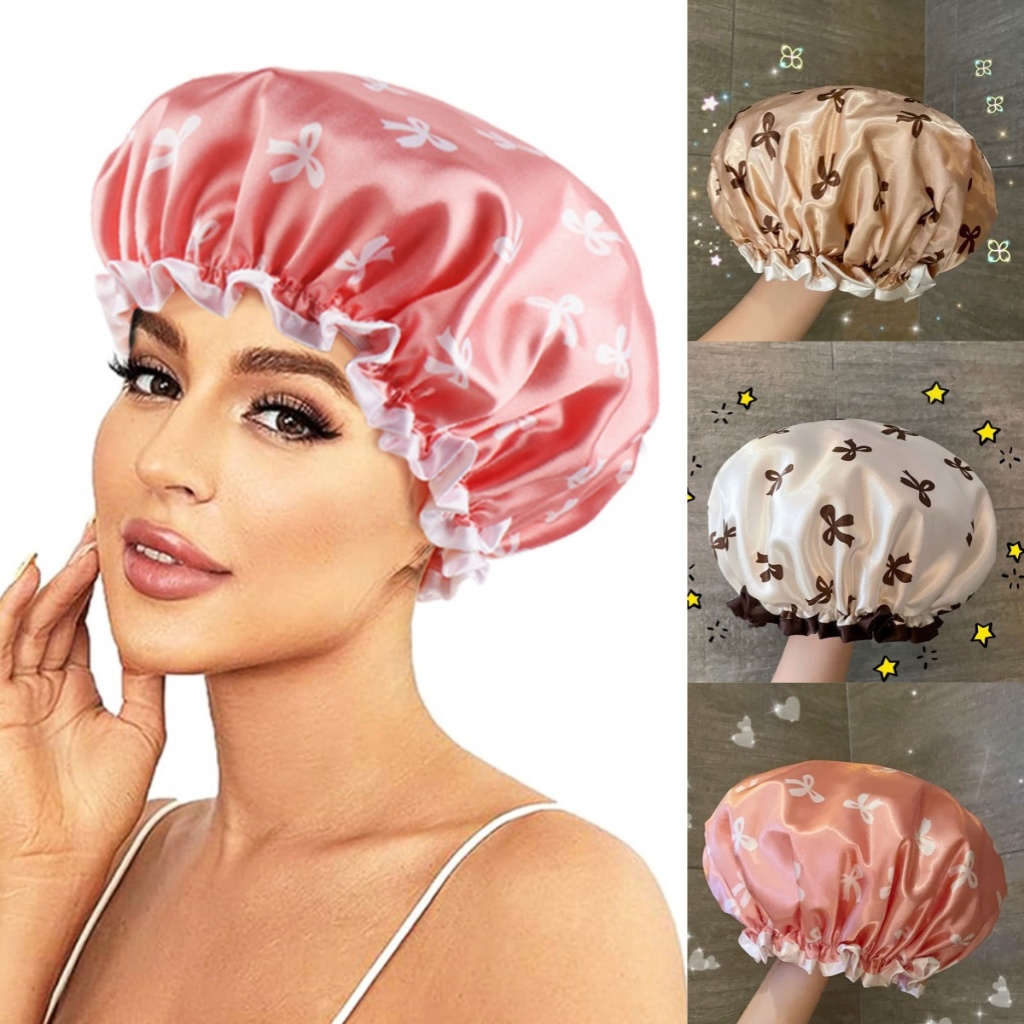 Cyp Hai Lớp Chống Thấm Nước Tắm Chống Bẩn Nhà Bếp Che Tóc Phòng Tắm Thoải Mái Co Giãn Tắm Vinh Quang