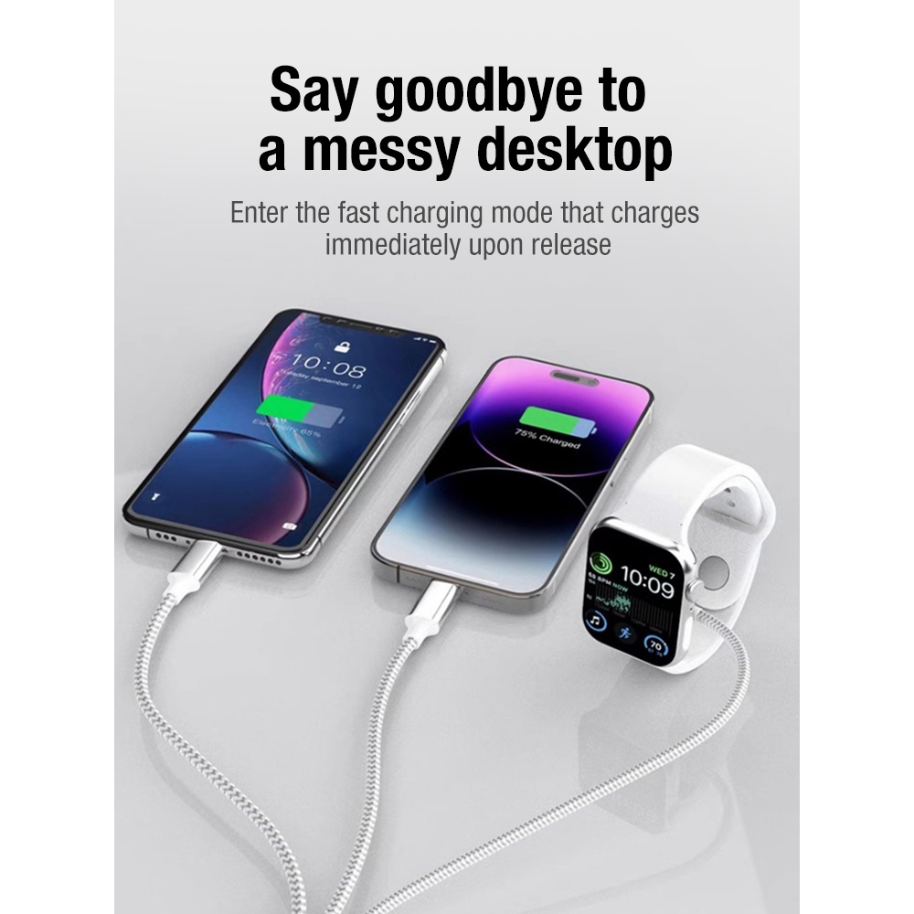 Cáp sạc Type-C Một cho ba cáp sạc Bộ sạc di động Cáp iPhone Type-C C cho Apple Watch S11 SE3 Ultra3 S10 S9 S8 SE S7 S6 Ultra 49mm 46mm 42mm 40mm 44mm 41mm 45mm