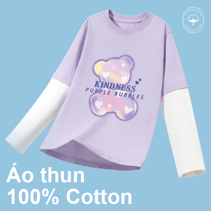 W.G.Q Áo thun dài tay bé trai, vải 100% Cotton thoáng khí thoải mái, có họa tiết in