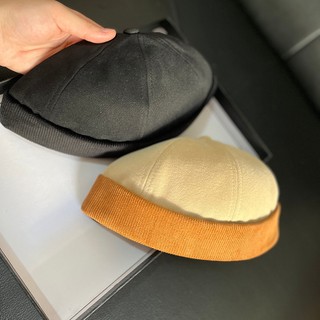Nhật Bản Corduroy Vintage Mũ Da Dưa Nam Thu Đông Hip-hop Street Cap Nữ Đa Năng Chủ Nhà Mũ
