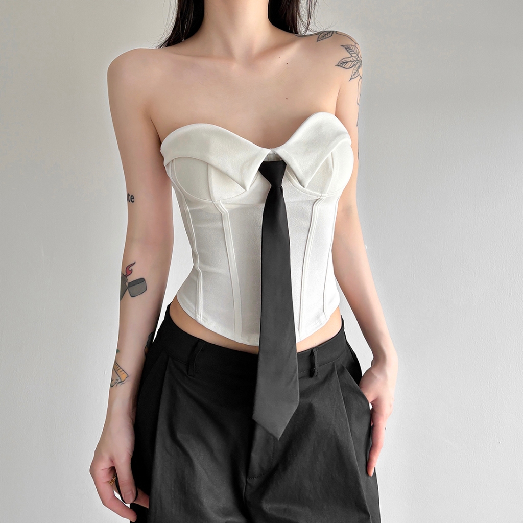 Bộ hai mảnh ngọt ngào Cutenew Áo Vest quây xẻ tà không đều + Quần dài ống rộng eo cao dành cho nữ thời trang phong cách đa năng