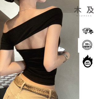 MUJIELLA Áo Baby Tee Cổ Trễ Ôm Body【Tôn Dáng】✓Vải Mềm Không Xù✓Đi Chơi/Party - Chất Hàn MUJI20250801309