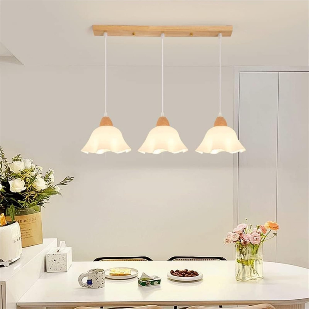 Đèn chùm trần hoa Acrylic Nhật Bản, Đèn mặt dây chuyền bằng gỗ Led, Phòng khách, Phòng ngủ, Phòng ăn Đèn thả trang trí phòng ăn