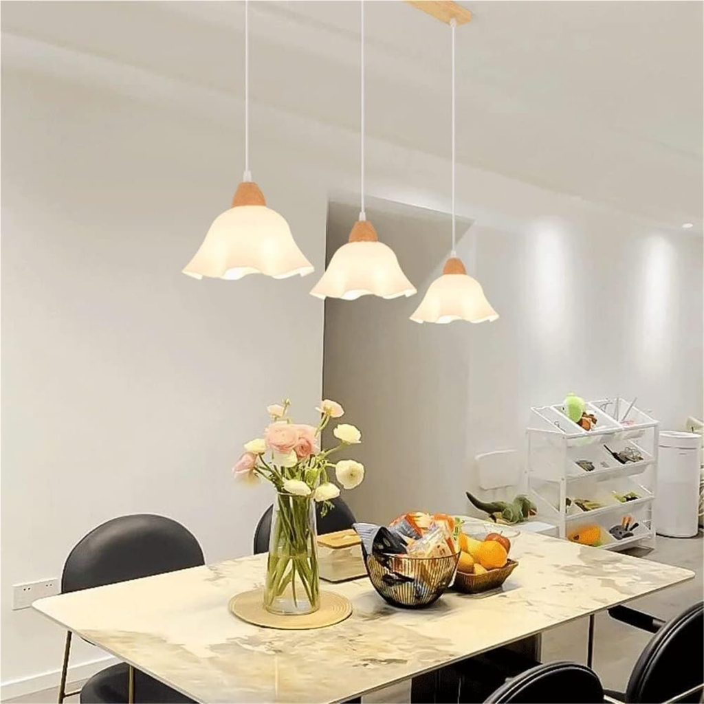Đèn chùm trần hoa Acrylic Nhật Bản, Đèn mặt dây chuyền bằng gỗ Led, Phòng khách, Phòng ngủ, Phòng ăn Đèn thả trang trí phòng ăn