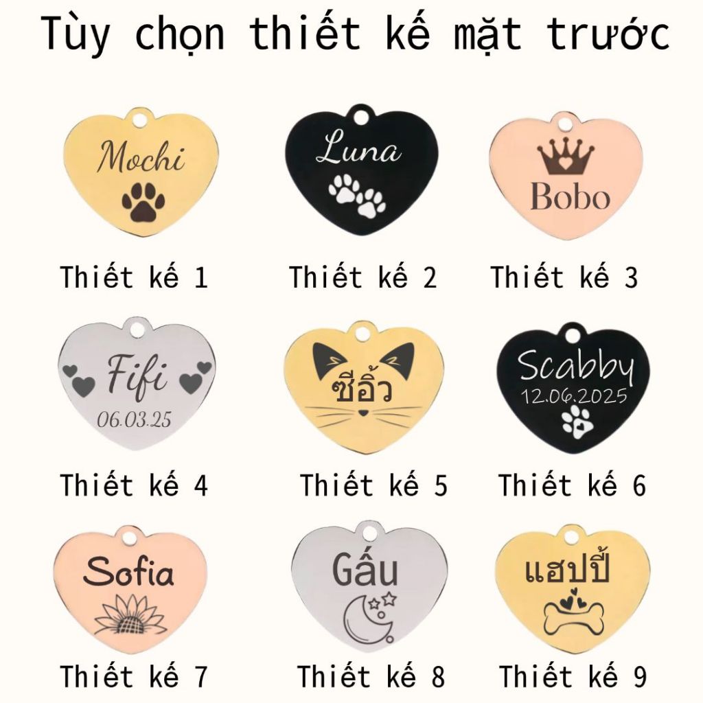 Thẻ tên thú cưng hình trái tim, cá nhân hóa, khắc tên miễn phí, thẻ ID mèo/chó