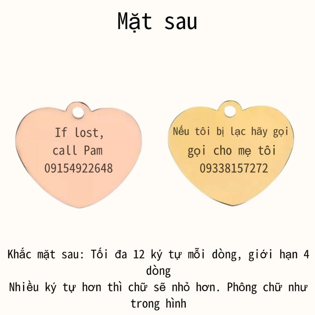 Thẻ tên thú cưng hình trái tim, cá nhân hóa, khắc tên miễn phí, thẻ ID mèo/chó