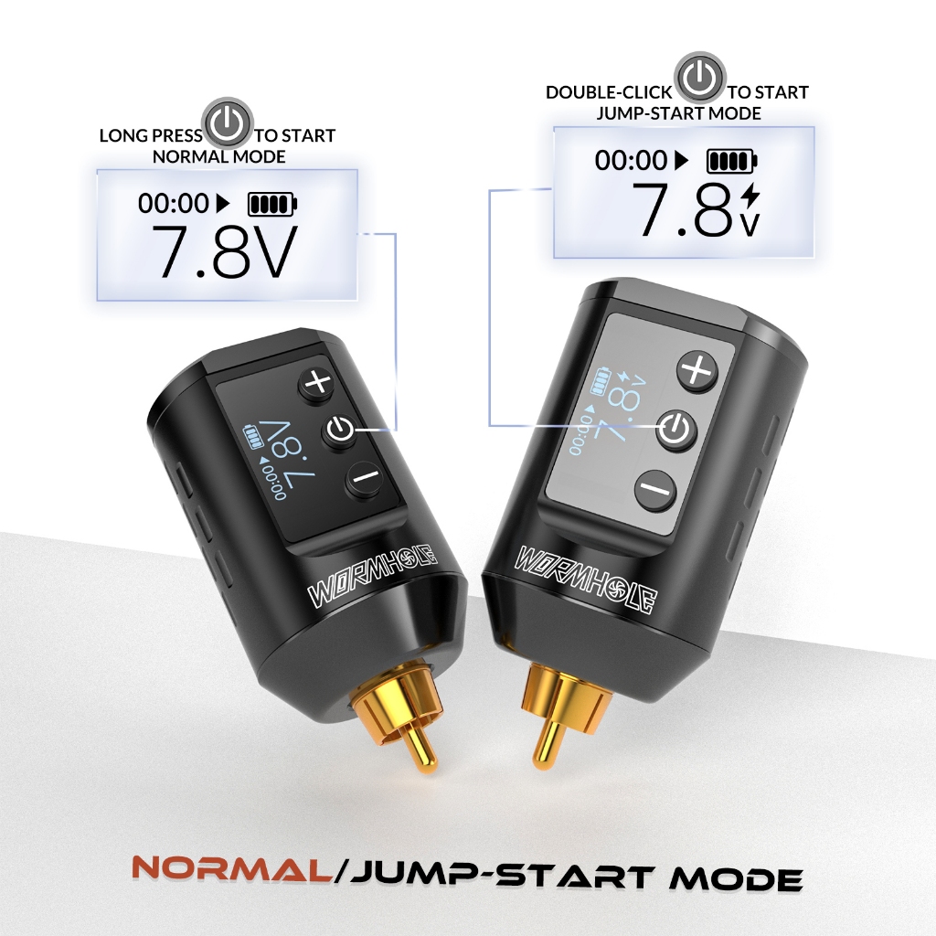 Bộ nguồn bút xăm RCA có thể sạc lại 1500mAh với màn hình LED — Bộ pin đơn (Tương thích với máy xăm PMU)