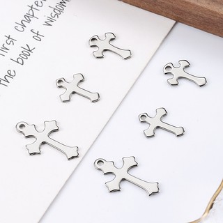 Mặt dây chuyền chéo thép không gỉ chống thấm nước, không gây dị ứng, kèm vòng tay DIY