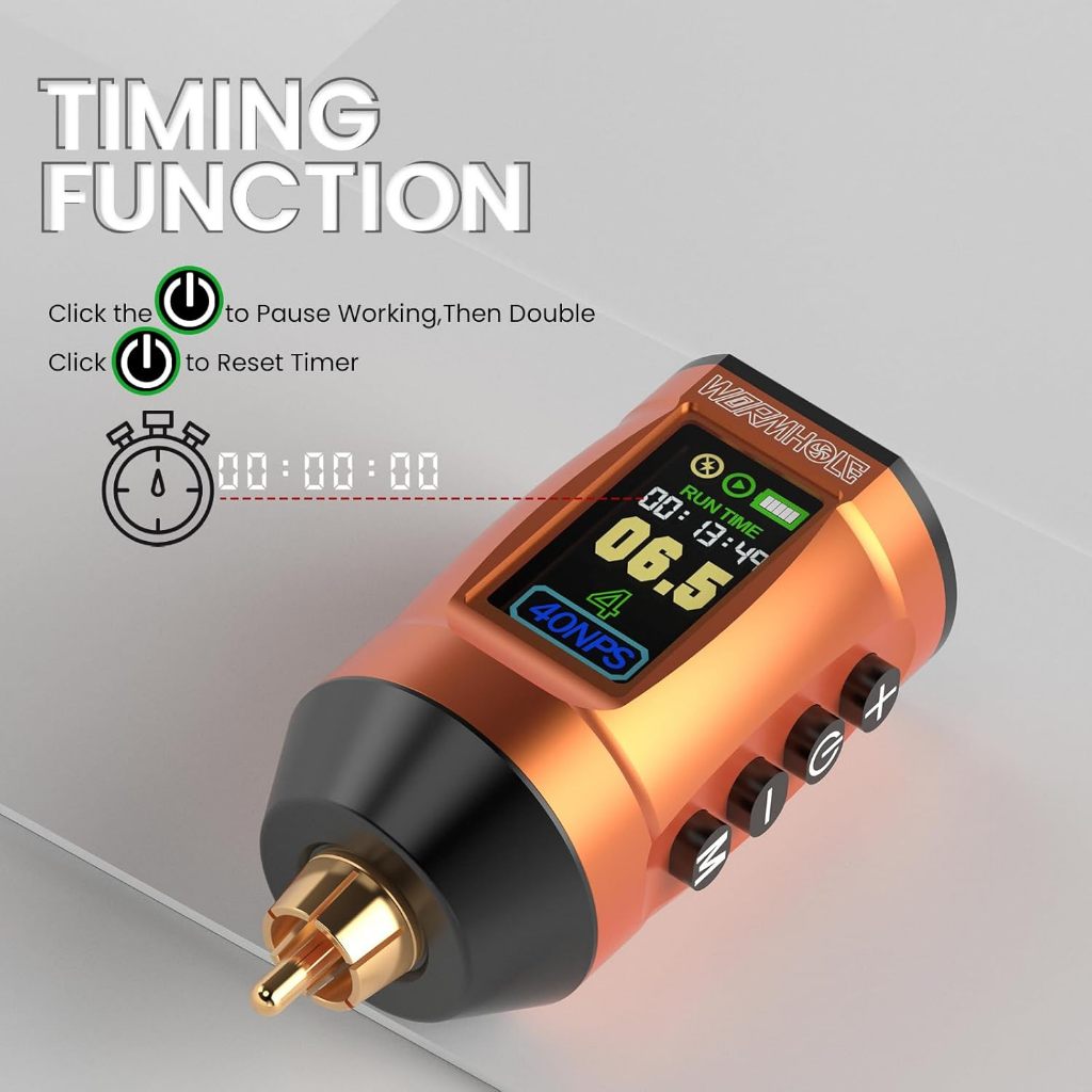 Wormhole Pin không dây cho máy xăm 1800mAh, sạc RCA, dùng cho súng và máy xăm