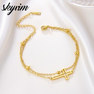 Vòng tay mặt dây chuyền chữ thập SKYRIM Trang sức thời trang khí chất thanh lịch dành cho nữ