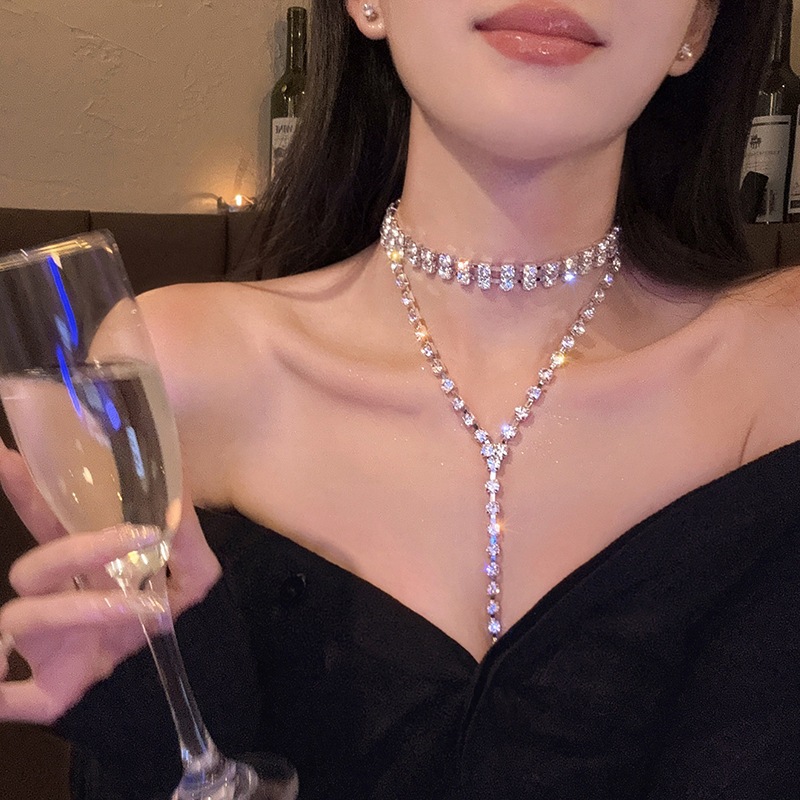 Vòng cổ zircon đá quý và ngọc trai, thiết kế sang trọng và cá tính