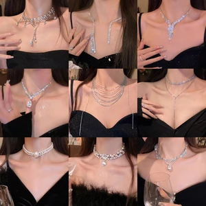 Vòng cổ zircon đá quý và ngọc trai, thiết kế sang trọng và cá tính
