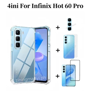 4in1 Cho Infinix Hot 60Pro Ốp Điện Thoại Chống Sốc Trong Suốt Cho Hot 60i Hot 50i Hot 50 4G Hot 50 5G Kính Cường Lực Phim Và Phim Ống Kính Và Phim Mặt Sau