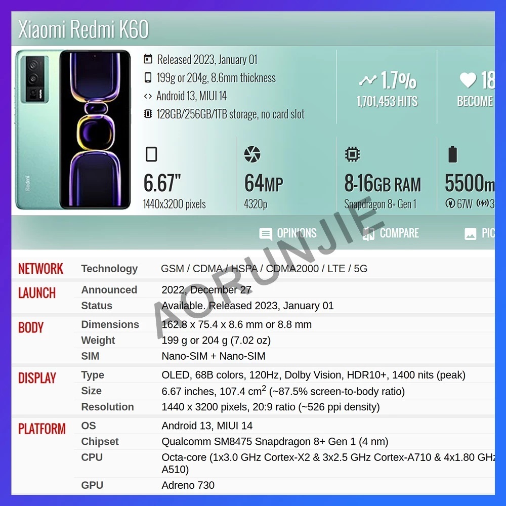 TFT Cho Redmi K60 K60 Pro K60 Ultra Màn Hình LCD Thay Thế Màn Hình Cảm Ứng