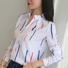 MY S-3XL Cổ Chữ V Gấp Bust Mới Áo Sơ Mi Trắng Nữ Tay Dài Đáy Mỏng Phù Hợp Với Chuyên Nghiệp