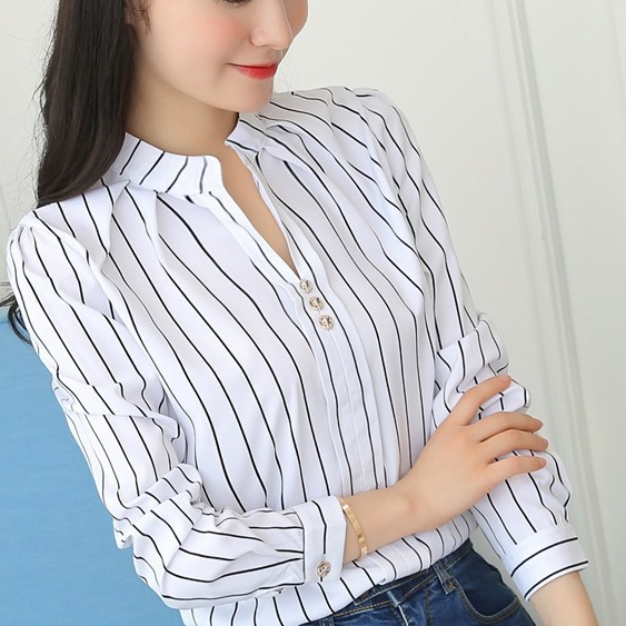 Áo sơ mi sọc nứt của tôi Bộ đồ dài tay mỏng chuyên nghiệp dành cho nữ