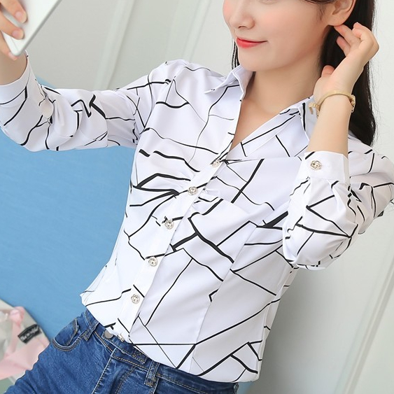 Áo sơ mi sọc nứt của tôi Bộ đồ dài tay mỏng chuyên nghiệp dành cho nữ