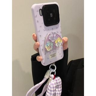 Ốp lưng dây chuyền họa tiết hoa tím cho iPhone 11 12pro 13 13pro 13promax 15pro 15promax 14 14promax 14 pro 16 pro max 17 17 pro 17 pro max Ốp điện thoại di động hai trong một