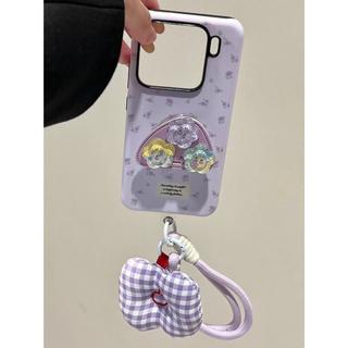 Ốp lưng dây chuyền họa tiết hoa tím cho iPhone 11 12pro 13 13pro 13promax 15pro 15promax 14 14promax 14 pro 16 pro max 17 17 pro 17 pro max Ốp điện thoại di động hai trong một