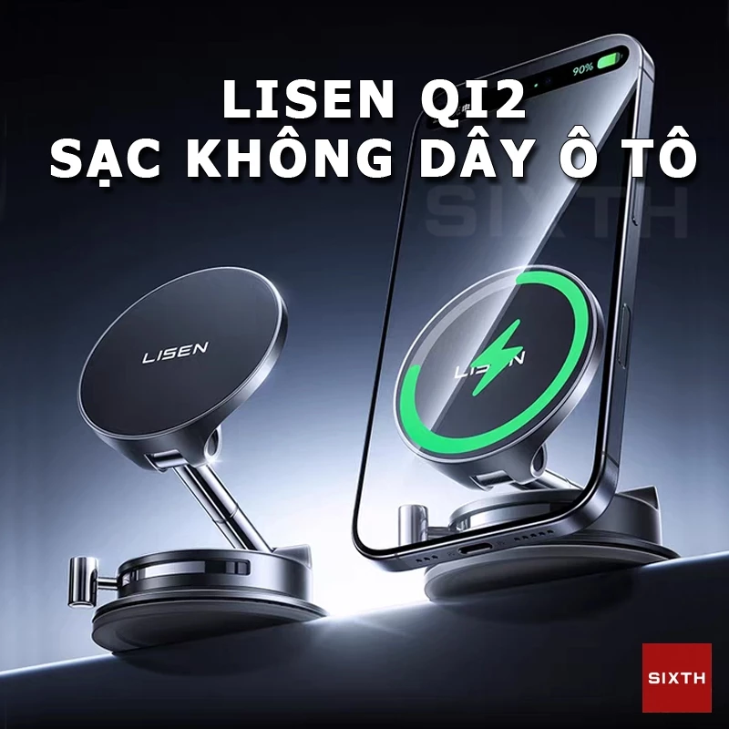 chính hãng LISEN QI2 Giá đỡ điện thoại từ tính ô tô xoay 360 độ Kiêm Sạc Nhanh Không Giá đỡ điện thoại chân không sạc không dây ô tô thoại gắn taplo kính lái trên ô tô giá đỡ điện thoại chân không để bàn làm việc — ảnh 1
