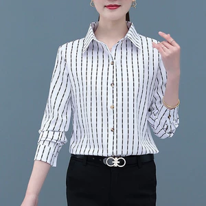 Áo sơ mi sọc nứt của tôi Bộ đồ dài tay mỏng chuyên nghiệp dành cho nữ