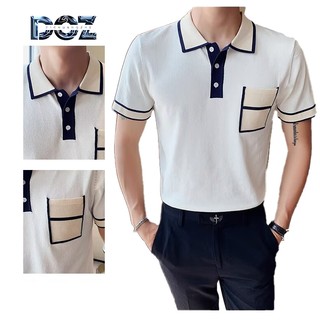 Dịch Thương Chiến Áo sơ mi polo nam tay ngắn ice silk màu phản quang, phù hợp mặc hàng ngày tại văn phòng