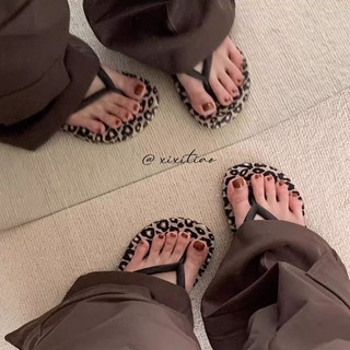 Xixitiao Flip-Flops Nữ Đi Biển Kỳ Nghỉ Châu Âu Phong Cách Mỹ Da Báo Độc Đáo Mùa Hè Mặc Ngoài