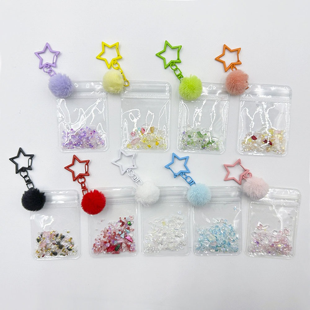 Túi Bảo Quản Mặt Dây Chuyền Hiển Thị Ngôi Sao Hairball Móc Khóa PVC Trong Suốt Mini Búp Bê Móc Khóa Hoạt Hình Dễ Thương Quà Tặng Ngoài Trời