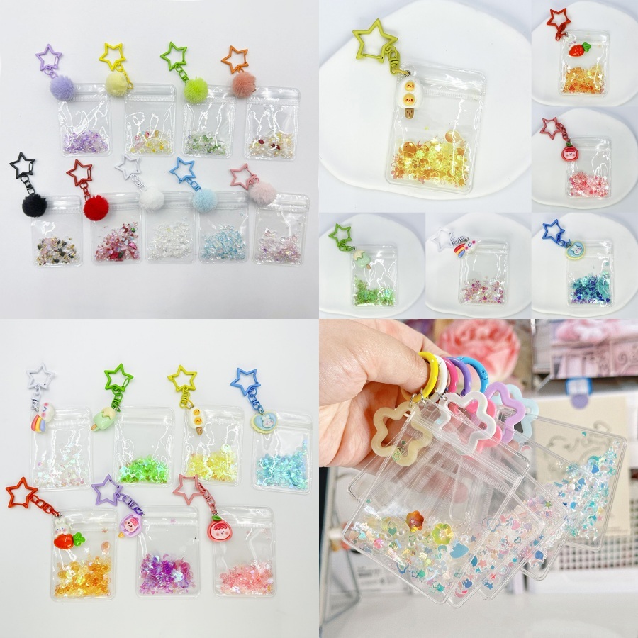 Túi Bảo Quản Mặt Dây Chuyền Hiển Thị Ngôi Sao Hairball Móc Khóa PVC Trong Suốt Mini Búp Bê Móc Khóa Hoạt Hình Dễ Thương Quà Tặng Ngoài Trời
