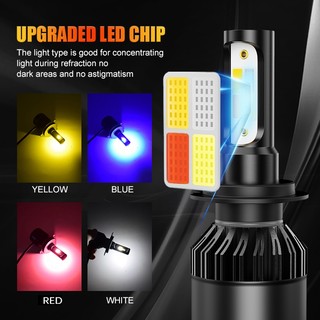 Đèn Pha led 4 Màu h7 h8 h9 h11 9005 9006 Cho Xe Hơi s2 h4 12v