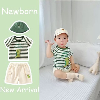 Quần Áo Trẻ Em Mùa Hè Bé Trai Cotton Hoạt Hình Dễ Thương Khủng Long Xanh Mềm Mại Và Thoải Mái (0 - 6 Tuổi)