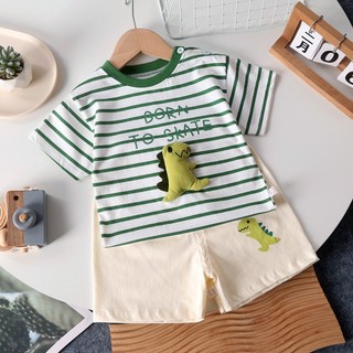 Quần Áo Trẻ Em Mùa Hè Bé Trai Cotton Hoạt Hình Dễ Thương Khủng Long Xanh Mềm Mại Và Thoải Mái (0 - 6 Tuổi)