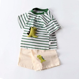 Quần Áo Trẻ Em Mùa Hè Bé Trai Cotton Hoạt Hình Dễ Thương Khủng Long Xanh Mềm Mại Và Thoải Mái (0 - 6 Tuổi)