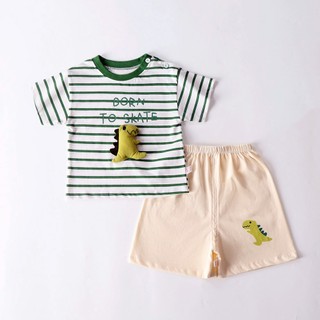 Quần Áo Trẻ Em Mùa Hè Bé Trai Cotton Hoạt Hình Dễ Thương Khủng Long Xanh Mềm Mại Và Thoải Mái (0 - 6 Tuổi)