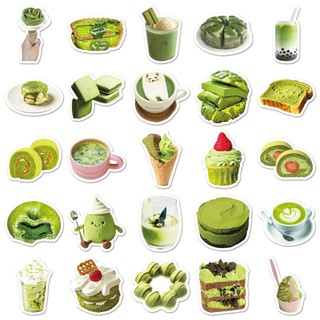 Bộ 50 Màu Xanh Lá Cây INS Phong Cách Matcha Món Tráng Miệng Hoạt Hình Miếng Dán DIY Notebook Hành Lý Laptop Miếng Dán