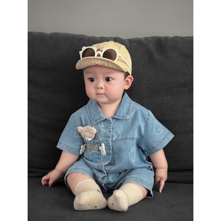 Bé trai sơ sinh Cotton Búp bê gấu dễ thương Áo liền quần một mảnh Quần áo mềm mại và thoải mái (0-24 tháng)
