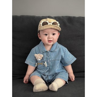 Bé trai sơ sinh Cotton Búp bê gấu dễ thương Áo liền quần một mảnh Quần áo mềm mại và thoải mái (0-24 tháng)