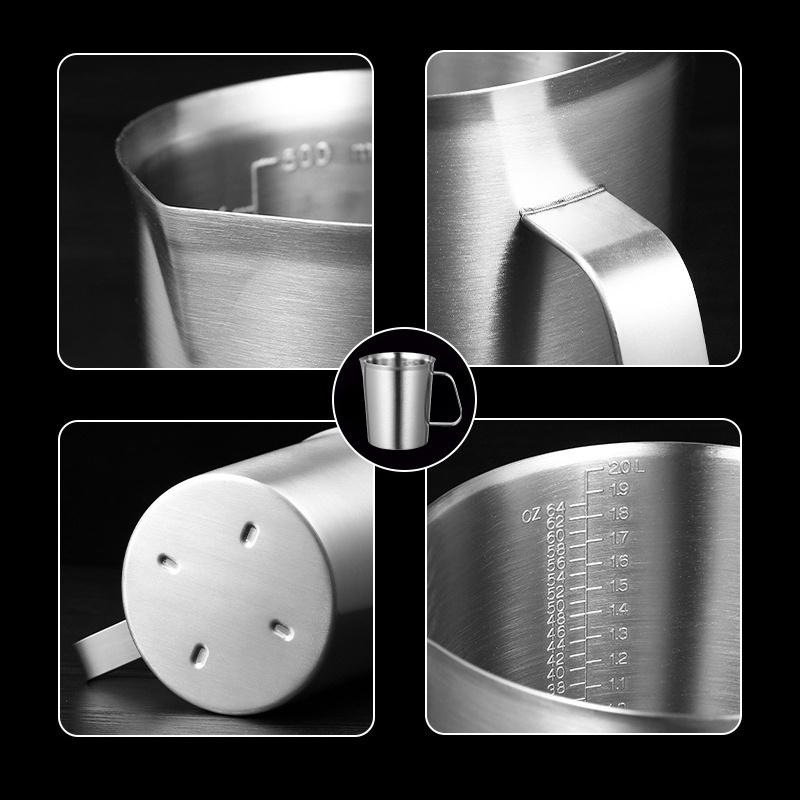 Ca Đong Chất Lỏng Thép Không Gỉ 304 - Dễ Rót, Dễ Đọc - Measuring Cup with Handle & Spout Cho Nhà Bếp & Làm Bánh - Quà Tặng Cho Thợ Làm Bánh (500ml/700ml/1000ml/1500ml/2000ml)​