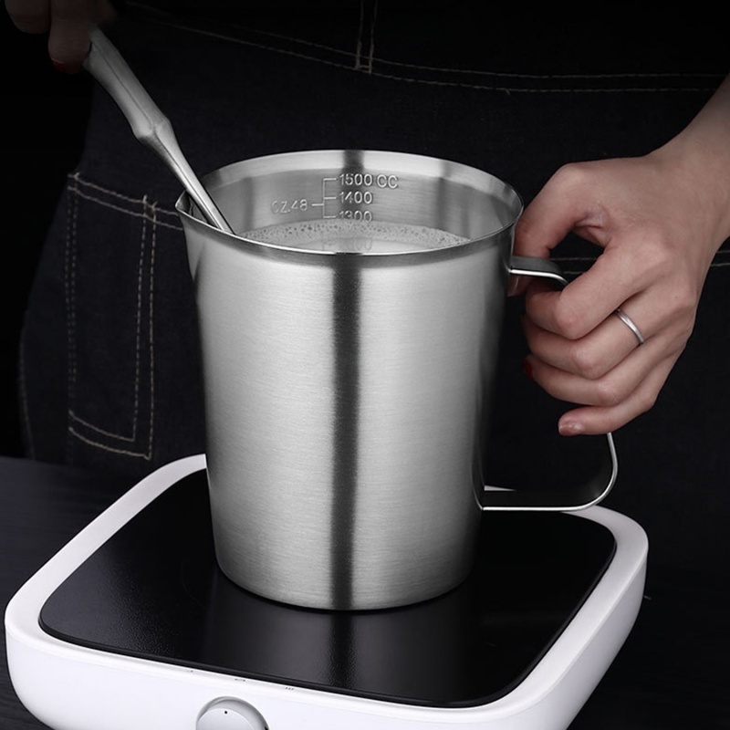 Ca Đong Chất Lỏng Thép Không Gỉ 304 - Dễ Rót, Dễ Đọc - Measuring Cup with Handle & Spout Cho Nhà Bếp & Làm Bánh - Quà Tặng Cho Thợ Làm Bánh (500ml/700ml/1000ml/1500ml/2000ml)​
