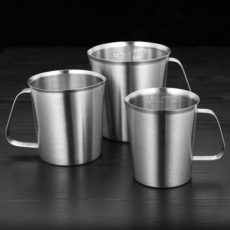 Ca Đong Chất Lỏng Thép Không Gỉ 304 - Dễ Rót, Dễ Đọc - Measuring Cup with Handle & Spout Cho Nhà Bếp & Làm Bánh - Quà Tặng Cho Thợ Làm Bánh (500ml/700ml/1000ml/1500ml/2000ml)​