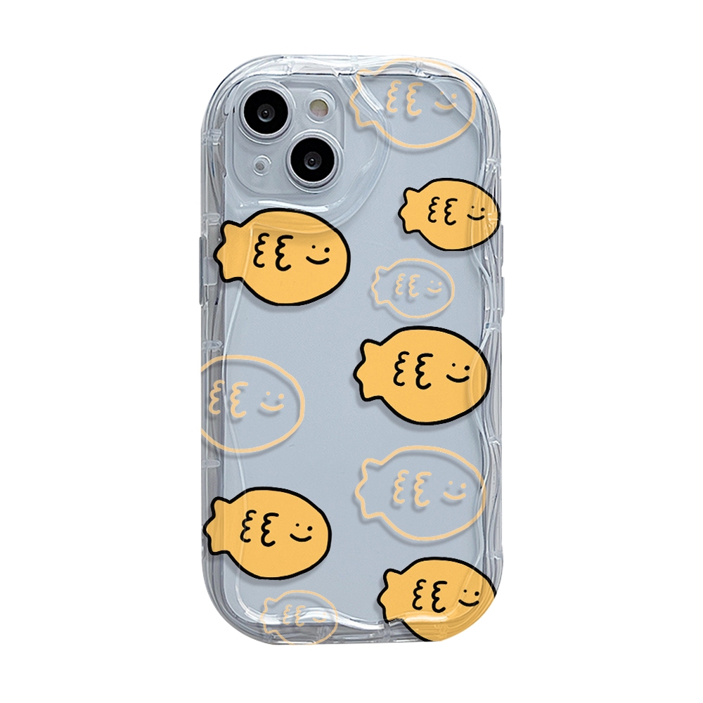 Ốp Lưng Samsung Galaxy A06 A05 A04 A17 A16 A15 A14 A13 A26 A25 A24 A23 A36 A35 A34 A33 A32 A56 A55 A54 A53 A73 Hình Bầu Dục Mắt Lớn Họa Tiết Sóng Màu Vàng Cá Và Mèo